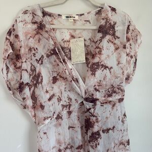 Miken Sheer Pink and Brown Beach Coverup